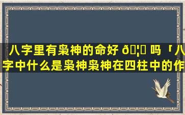 八字里有枭神的命好 🦋 吗「八字中什么是枭神枭神在四柱中的作用」